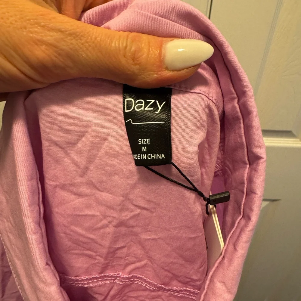 2 FOR $25 Dazy Oversized Cotton Lavender Shirt Dress 100% Cotton Size M NEW - Picture 4 of 9